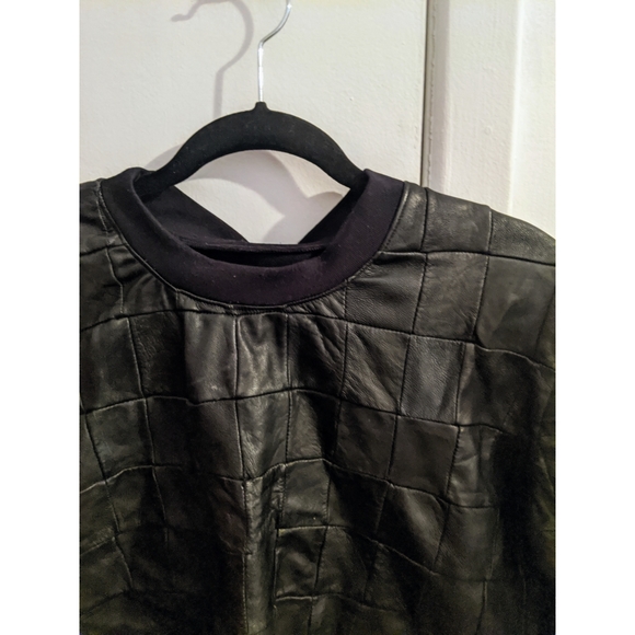 FINAL PRICE Unique Black Leather Sweatshirt S/M One of a Kind - Picture 2 of 6